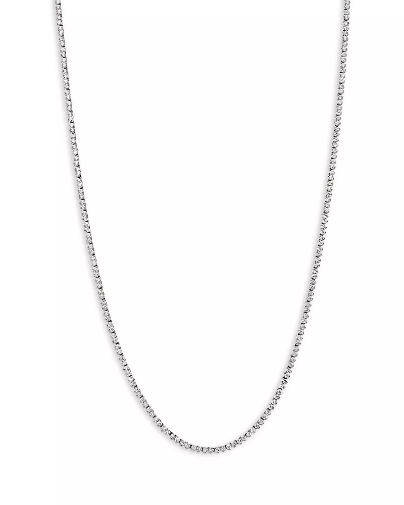 Bloomingdale's Fine Collection Diamond Three Prong Tennis Necklace in 14K White Gold, 3.0 tcw