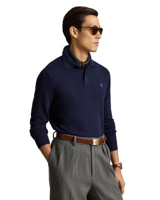 Knit Wool Polo Collar Logo Sweater