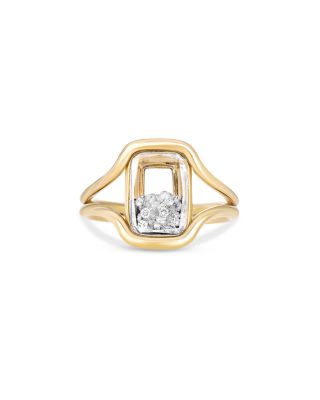 Moritz Glik 18K Yellow Gold Diamond Kaleidoscope Shaker Cushion Statement Ring, 0.39 tcw