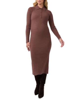  Ribbed Polo Maternity & Nursing Midi Dress