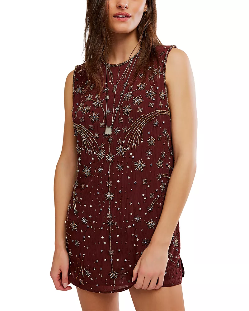 Free People Brighter Days Embellished Mini Dress