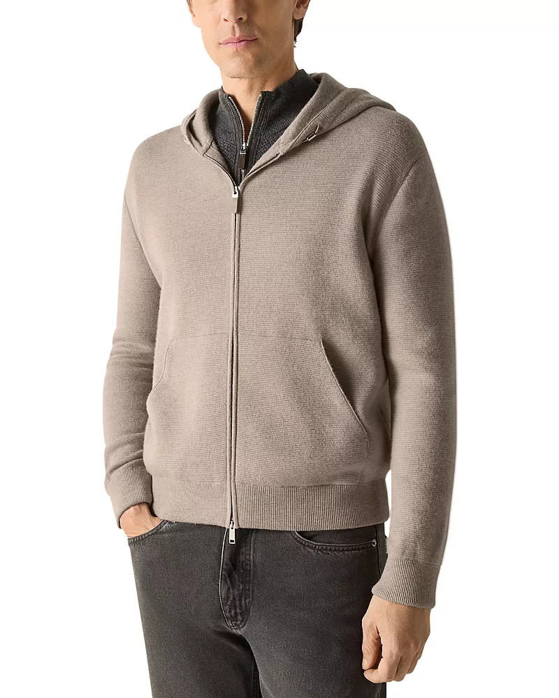 Zegna Cashmere & Cotton Full Zip Hoodie