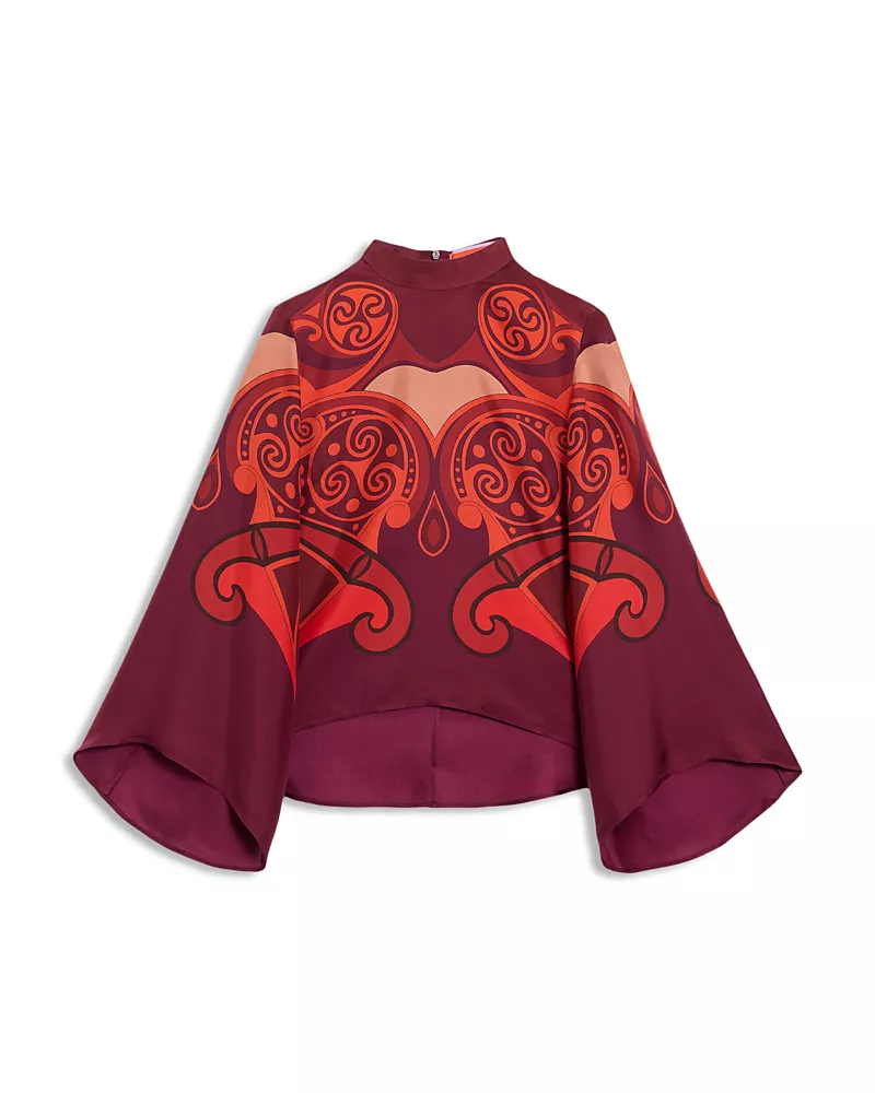 La DoubleJ Make An Exit Silk Flare Sleeve Top