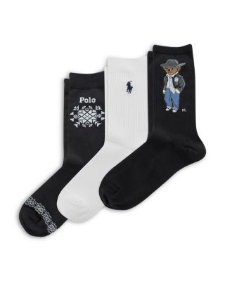 Holiday Tux Polo Bear Crew Socks Gift Box, Set of 3