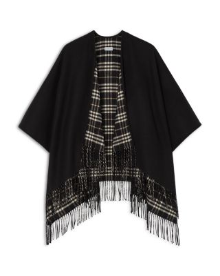 Charlotte Reversible Check Wool Cape