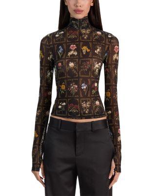 Alice and Olivia Delaina Mesh Turtleneck Top