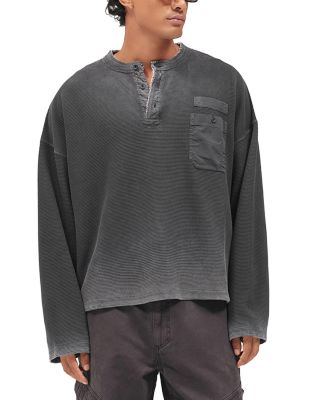 Cotton Relaxed Boxy Pocket Henley Shirt