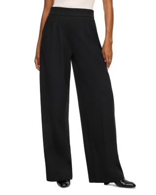 Ponte Pleated Wide Leg Pants