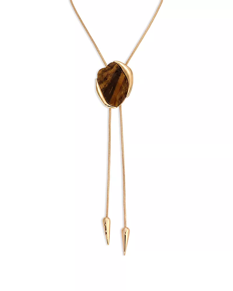 Ettika Tiger's Eye Statement Bolo Lariat Necklace, 31