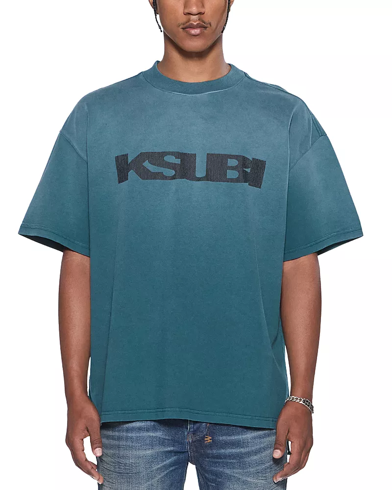 Ksubi Blasted Ekcess Cotton Logo Crewneck T-Shirt
