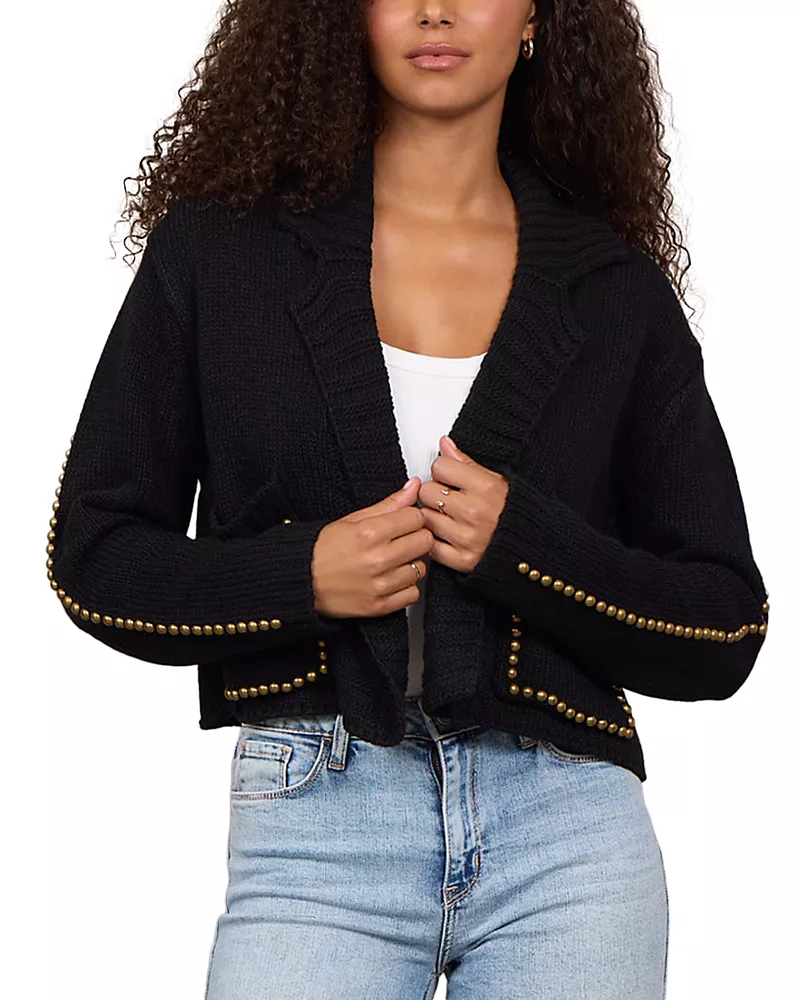 Vintage Havana Stud Embellished Sweater Blazer