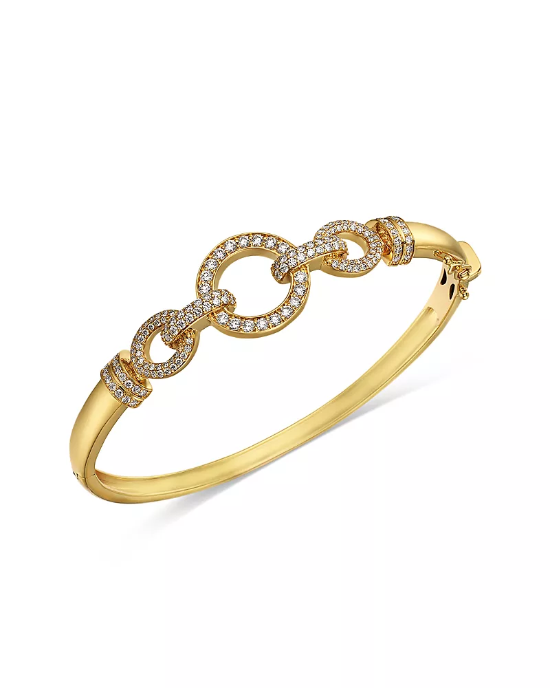 Bloomingdale's Fine Collection Diamond Pave Bangle Bracelet in 14K Yellow Gold, 1.3 tcw