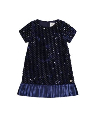  Girls' Sparkle Velour Short Sleeve A-Line Dress - Big Kid