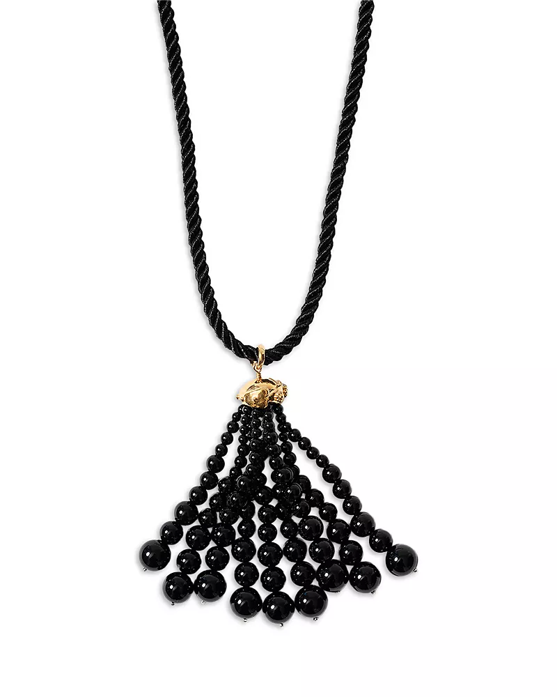 Chan Luu Octo Black Onyx Bead Tassel Pendant Necklace, 46