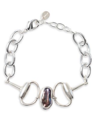 Horsebit Cultured Freshwater Peacock Pearl Chain Bracelet