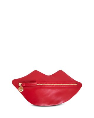 Small Flat Lips Leather Clutch