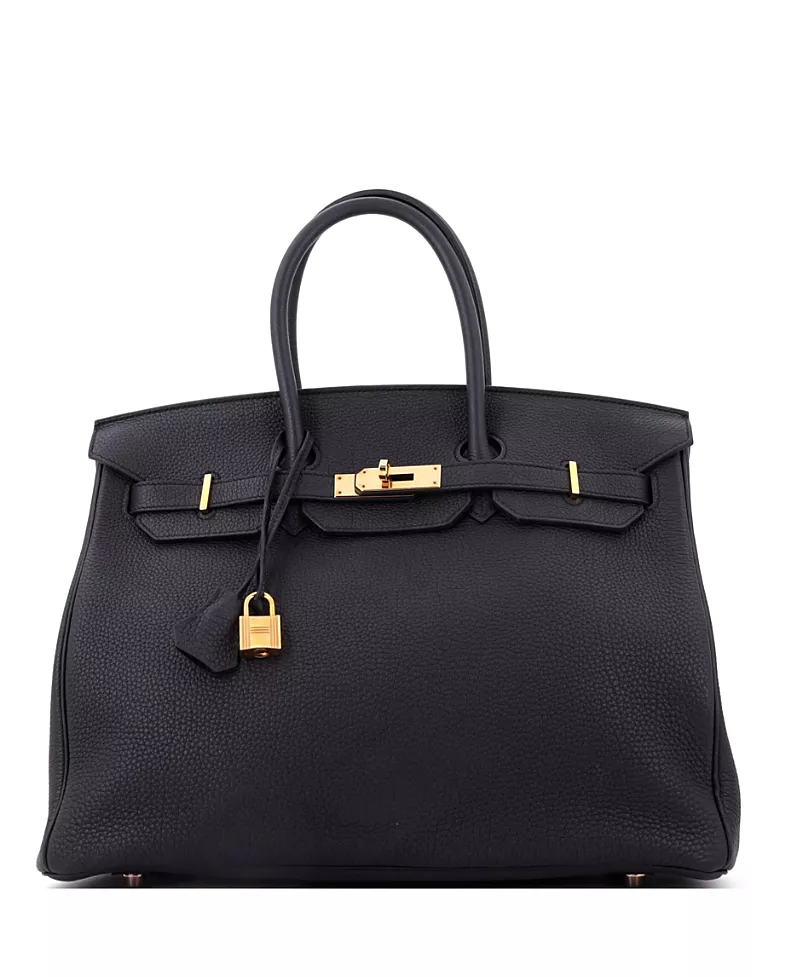 Pre-Owned HERMES Birkin 35 Togo Leather Rose Gold Tone Hardware Satchel
