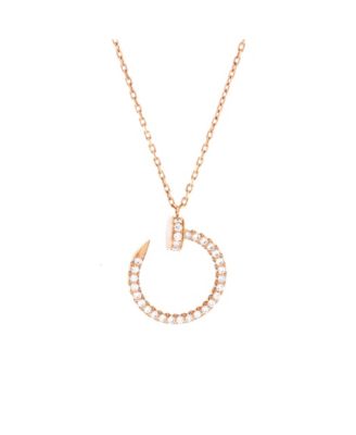  Juste un Clou Pendant Necklace 18K Rose Gold and Pave Diamonds, 18"