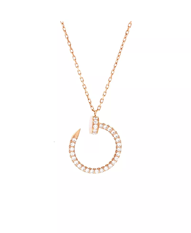 Pre-Owned Cartier Juste un Clou Pendant Necklace 18K Rose Gold and Pave Diamonds, 18