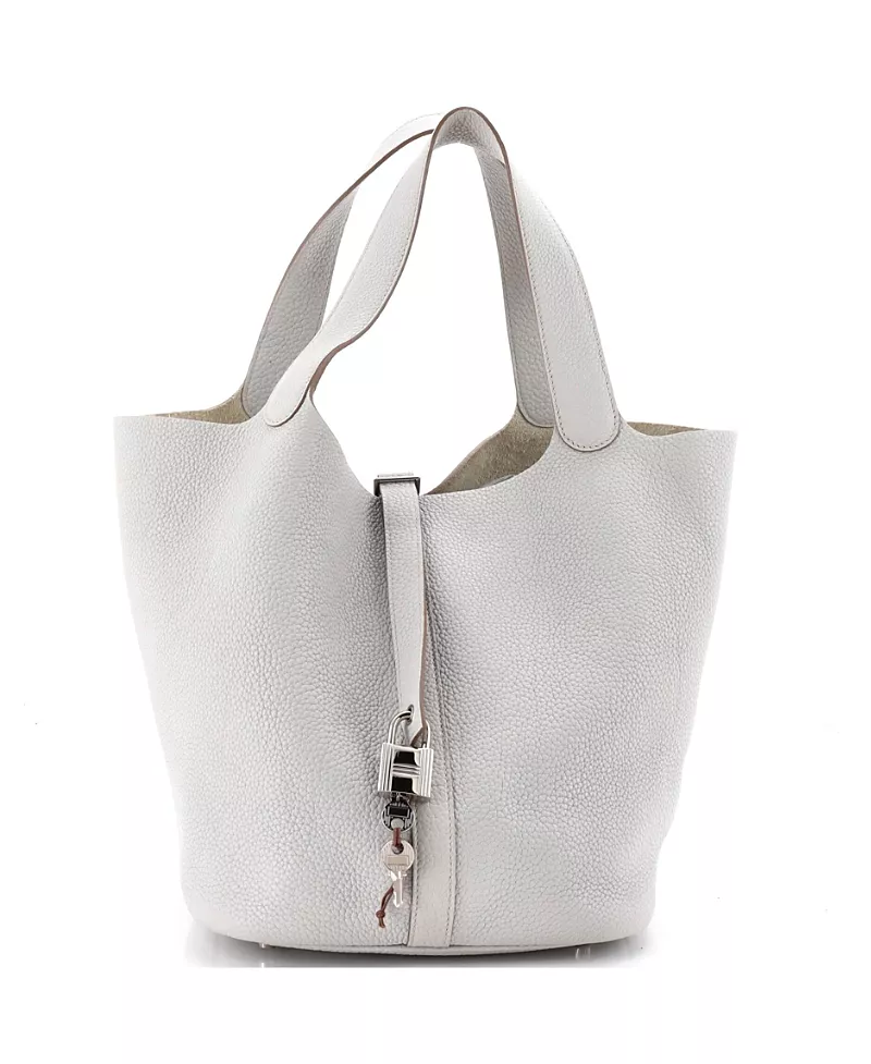 Pre-Owned HERMES Picotin Lock Clemence Leather Bucket Bag