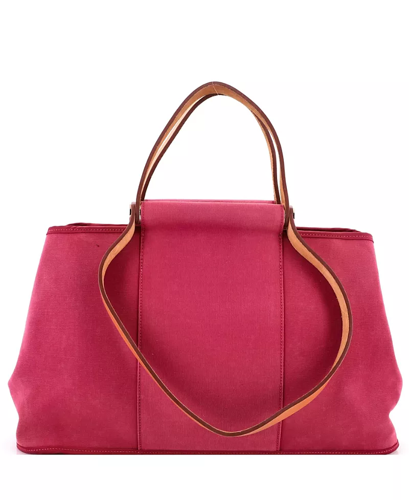 Pre-Owned HERMES Cabag Elan 39 Canvas & Leather Tote