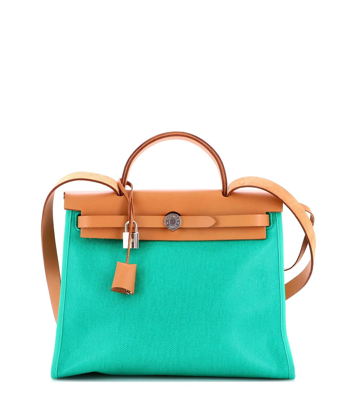 Pre-Owned HERMES Herbag Zip 31 Canvas & Leather Shoulder Bag