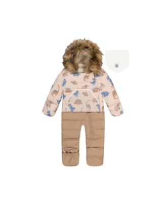 Boys' Dinosaur Snug Car Seat Fleece Neckwarmer One Piece Snowsuit - Baby, Little Kid