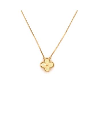  Vintage Alhambra Pendant Necklace Guilloche 18K Gold