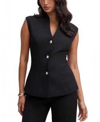 Women's Rosalie Waistcoat Short Utility V-Neck Gold-tone Button Front Jacket