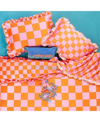  Lahor 300 Tc Satin Duvet Cover Set Checked, Queen