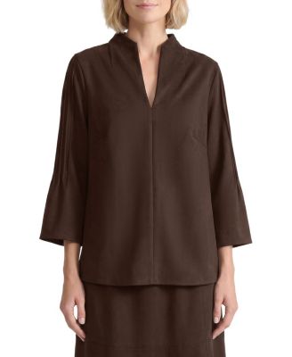 Flare Sleeve Faux Suede Blouse