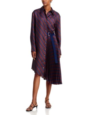 Striped Asymmetrical Shirt Dress