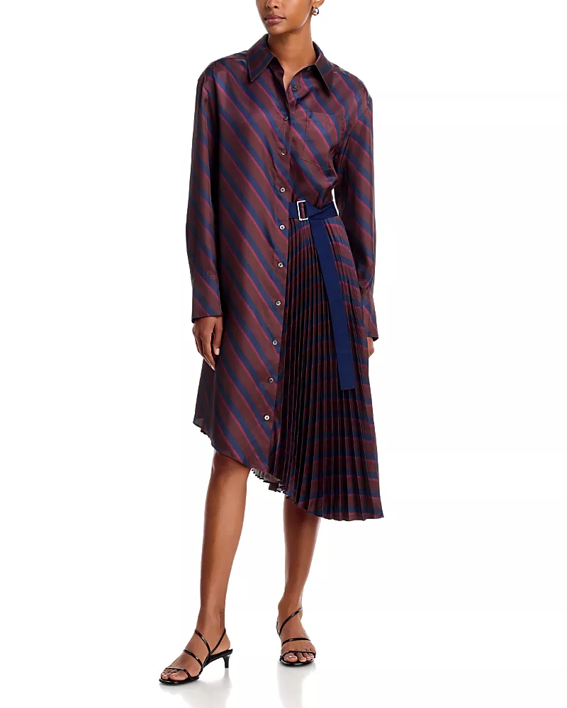 3.1 Phillip Lim Striped Asymmetrical Shirt Dress