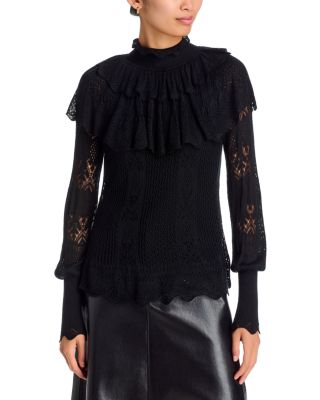 Justina Ruffle Front Lace Sweater