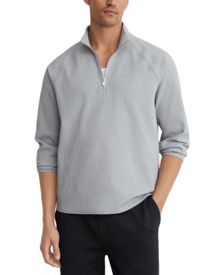 Reiss Lennox Half Zip Waffle Knit Sweatshirt