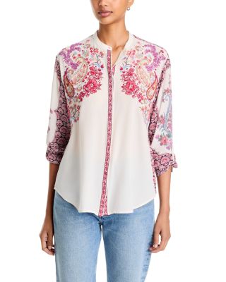 Dolores Silk Mandarin Collar Blouse