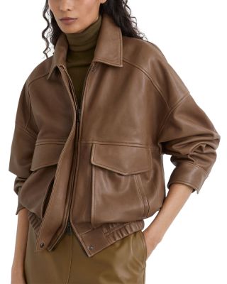 Petites Maeve Leather Collared Jacket