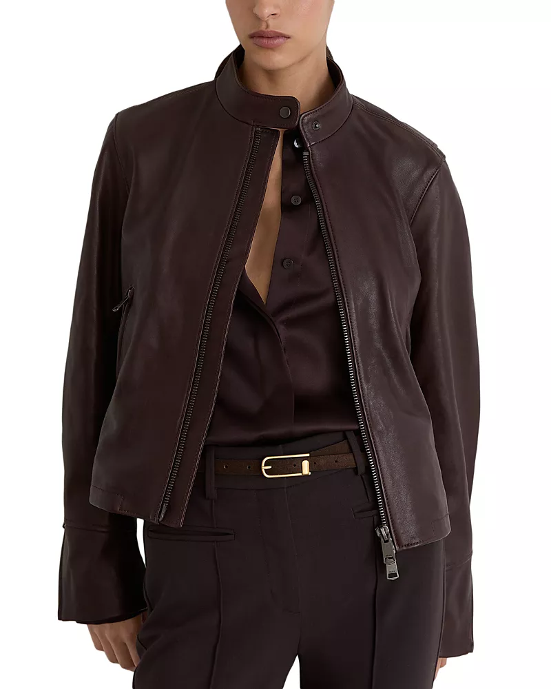 Reiss Petite Erin Leather Jacket