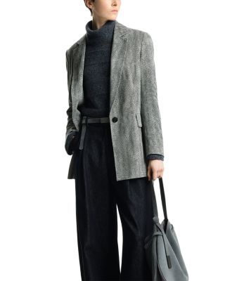 Leather One Button Blazer