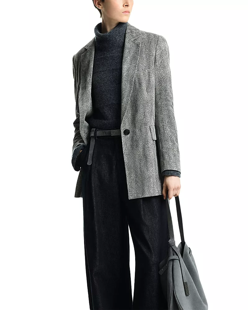 Emporio Armani Leather One Button Blazer