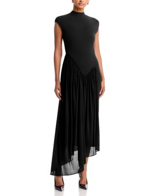 Et Ochs Francis Knit Combo Midi Dress In Black