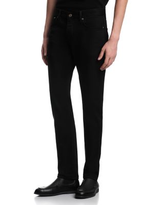 Slim Fit Soft Stone Washed Cotton Jeans in Black Denim