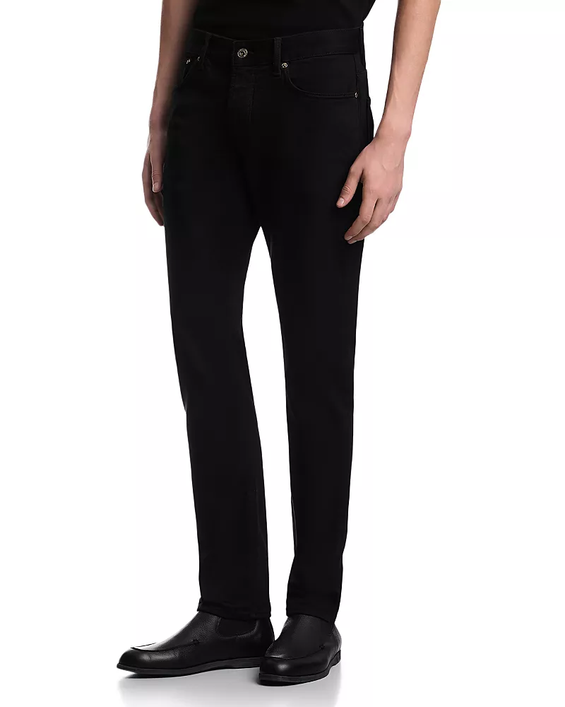 Emporio Armani Slim Fit Soft Stone Washed Cotton Jeans in Black Denim