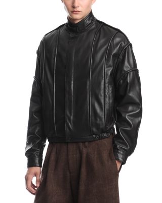 Leather Stand Collar Blouson Jacket