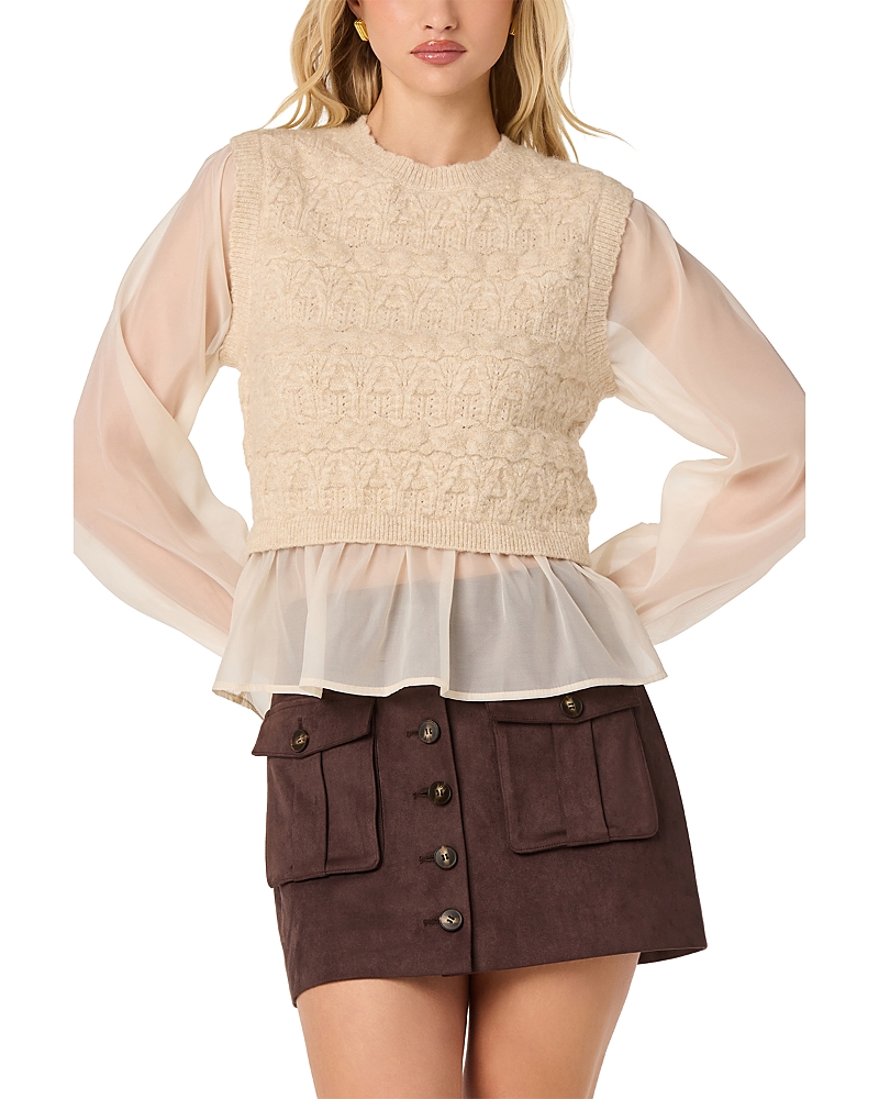 ASTR the Label | Ruby Mixed Media Sweater Vest in Natural | Size L