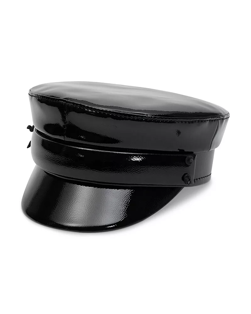 Ruslan Baginskiy Faux Patent Leather Baker Boy Cap