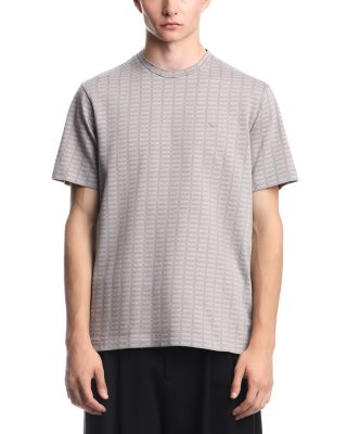 Jersey Jacquard Knit Effect Cotton T Shirt