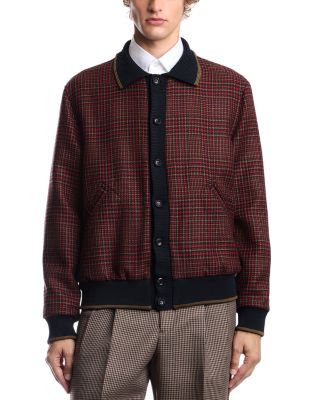 Wool Plaid Tweed Bomber Jacket