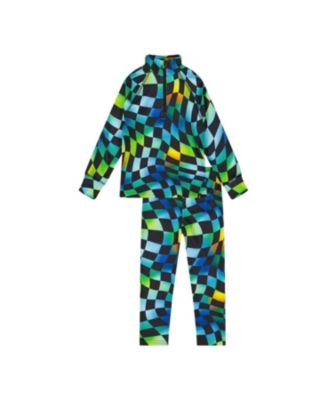Boys' Two Piece Checkered Brushed Half-Zip Top & Pants Thermal Underwear - Little Kid