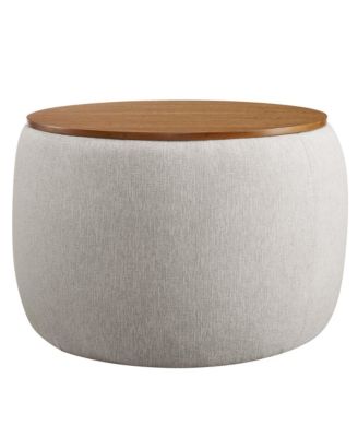  Perla Woven Heathered Fabric Upholstered Storage Ottoman